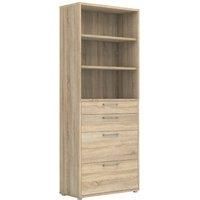 Kansas Bookcase 5 Shelves with 2 Drawers + 2 File Drawers in Oak   Self Assembly