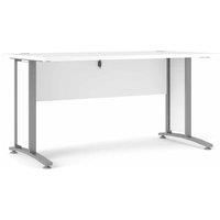 Prima Desk 150 cm in White with Silver grey steel legs