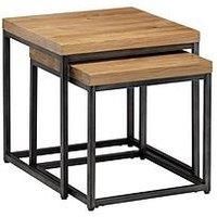 Brooklyn Nesting Lamp Tables Solid Oak and Gunmetal