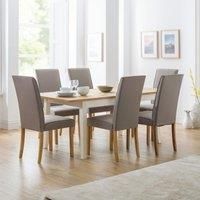 Julian Bowen Seville Set of 2 Dining Chairs, Taupe/Oak