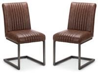 Julian Bowen Pair Of Brooklyn Faux Leather And Metal Cantilever Dining Chairs