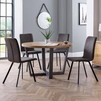 Brooklyn 4 Seater Round Dining Table with 4 Monroe Chairs, Solid Oak