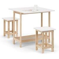 Bergen Drop Leaf Bar Table Oak and White 2 Stools