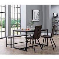 Julian Bowen Staten Dining Set with 2 Chairs and 1 Benches Julian Bowen Colour (Chair): Black  - Black - Size: Small