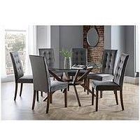 Chelsea Large 140cm Circular Glass Table Set with 6 Madrid Chairs 2 Man Delivery