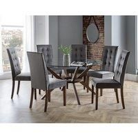 Chelsea Large 140cm Circular Glass Table Set with 6 Madrid Chairs 2 Man Delivery