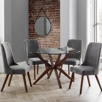 Julian Bowen Chelsea Large 120 Cm Glass Dining Table And 4 Huxley Chairs