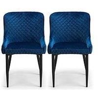 Julian Bowen Luxe Set of 2 Chairs, Blue/Black