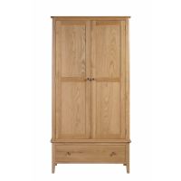 Julian Bowen Solid Oak 2 Door 1 Drawer Wardrobe - Cotswold