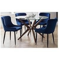 Julian Bowen Chelsea 120 Cm Round Dining Table + 4 Luxe Blue Chairs