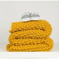 Wool Couture Louis Baby Blanket Knitting Kit – Beginner Skill Level – Includes 4 Balls of 100g Merino Wool Cheeky Chunky Yarn, Sewing Needle, How-to Guide, and Pattern – Mustard