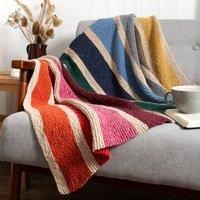 Wool Couture Rainbow Knitting Blanket Kit – Beginner Skill Level – Includes 14 Balls of Utterly Aran Yarn, Darning Needle, How-to Guide, and Pattern