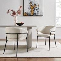 Modish Furnishing Capri Set Of 2 Cream Linen Dining Chair with Sleek Black Frame
