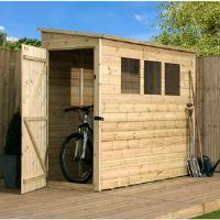 Empire Sheds Ltd 3 Ft. W x 7 Ft. D Shiplap Pent Wooden Shed Beige 91.44cm W X 215.9cm D X 203.2cm H
