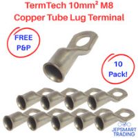 TERMINATION TECHNOLOGY 10mm² M8 Copper Tube Lug Terminals 10PACK T10-8  #626