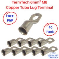 TERMINATION TECHNOLOGY 6mm² M8 Copper Tube Lug Terminals 10PACK T6-8  #628