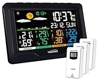 Youshiko YC9443 (Official 2020 UK Version), with 3 Outdoor Wireless Sensors Weather Station, Radio Controlled Clock Indoor Outdoor Temperature Thermometer, Humidity, Barometric Pressure