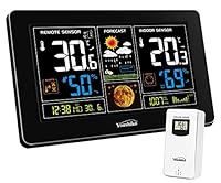 Youshiko YC9444 (Official 2022 UK Version) Wireless Weather Station, Radio Controlled Clock, Indoor Outdoor Temperature Thermometer, Humidity, Barometric Pressure, Ice Alert, Moon Phase
