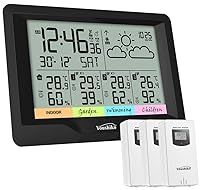 Youshiko YC9333 (Official 2022 UK Version), with 3 x Wireless Sensors Weather Station, Radio Controlled Clock Indoor Outdoor Temperature Thermometer, Humidity, Barometric Pressure
