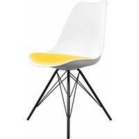 Fusion Living Soho Plastic Dining Chair With Black Metal Legs White & Yellow