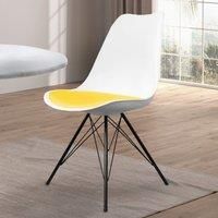 Fusion Living Soho Plastic Dining Chair With Black Metal Legs White & Yellow