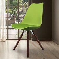 Fusion Living Soho Plastic Dining Chair With Pyramid Dark Wood Legs Green