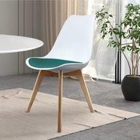 Fusion Living Soho Plastic Dining Chair With Squared Light Wood Legs White & Teal