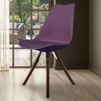 Fusion Living Soho Plastic Dining Chair With Pyramid Dark Wood Legs Aubergine