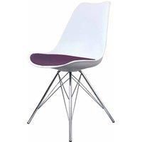 Fusion Living Soho Plastic Dining Chair | White & Purple with Chrome Metal Legs