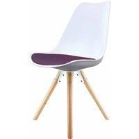 Fusion Living Soho Plastic Dining Chair With Pyramid Light Wood Legs White & Purple