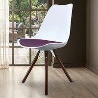 Fusion Living Soho Plastic Dining Chair With Pyramid Dark Wood Legs White & Aubergine