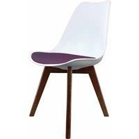 Fusion Living Soho Plastic Dining Chair With Squared Dark Wood Legs White & Aubergine
