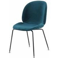 Fusion Living Luxurious Velvet Dining Chair | Teal Velvet with Black Metal Legs
