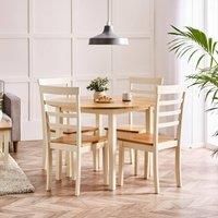 Salcombe Round Wooden Table & 4 Whitby Dining Chairs