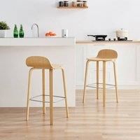 Emy Oak Veneer Wooden Bar Chair Modern Contemporary Kitchen Dining Room