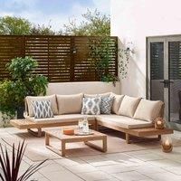 Furniture Box FurnitureBox Brisa Solid Wood and Taupe 6 Seat Sofa Set, Cream