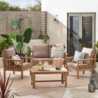 Furniture Box FurnitureBox Vitur Solid Wood and Grey 4 Seat Sofa Set