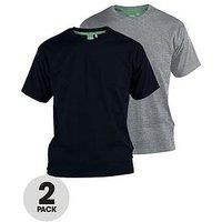 D555 (KS16894 Mens Pack of 2 Crew Neck T-Shirt in Black/Grey 2XL