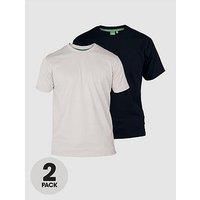 D555 (KS16894 Mens Pack Of 2 Crew Neck T-Shirt in Black/White 5XL