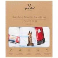 Panda 100% Bamboo Baby Muslin Swaddle - London (3 pack)