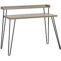 Haven Distressed Grey Oak Desk with Riser & Hairpin Legs