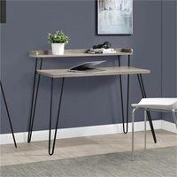 Haven Distressed Grey Oak Desk with Riser & Hairpin Legs