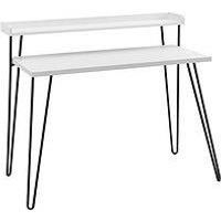 Haven White Desk with Riser & Hairpin Legs