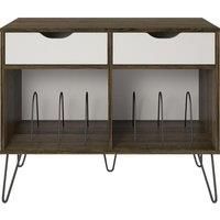 Ameriwood Turntable Stand, MDF, Metal, Brown Oak, 31.8”H x 39.7”W x 18”D
