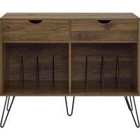 Concord Vinyl Cabinet Turntable Stand with Drawers Walnut