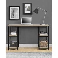 Elmwood Desk with Double Pedestal in Distressed Grey Oak