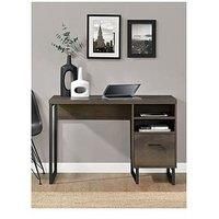 Candon Brown Desk with Black Metal Legs