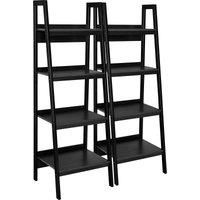 Lawrence Ladder Bookcase in Black with 4 Shelves  Set of 2