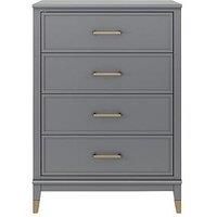 Cosmo Living By Cosmopolitan Westerleigh 4 Drawer Chest  Graphite Grey