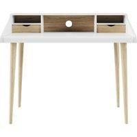 Alphason Yeovil Desk, Wood, White & Light Oak